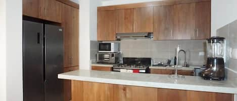 Family Apartment | Private kitchen | Full-size fridge, microwave