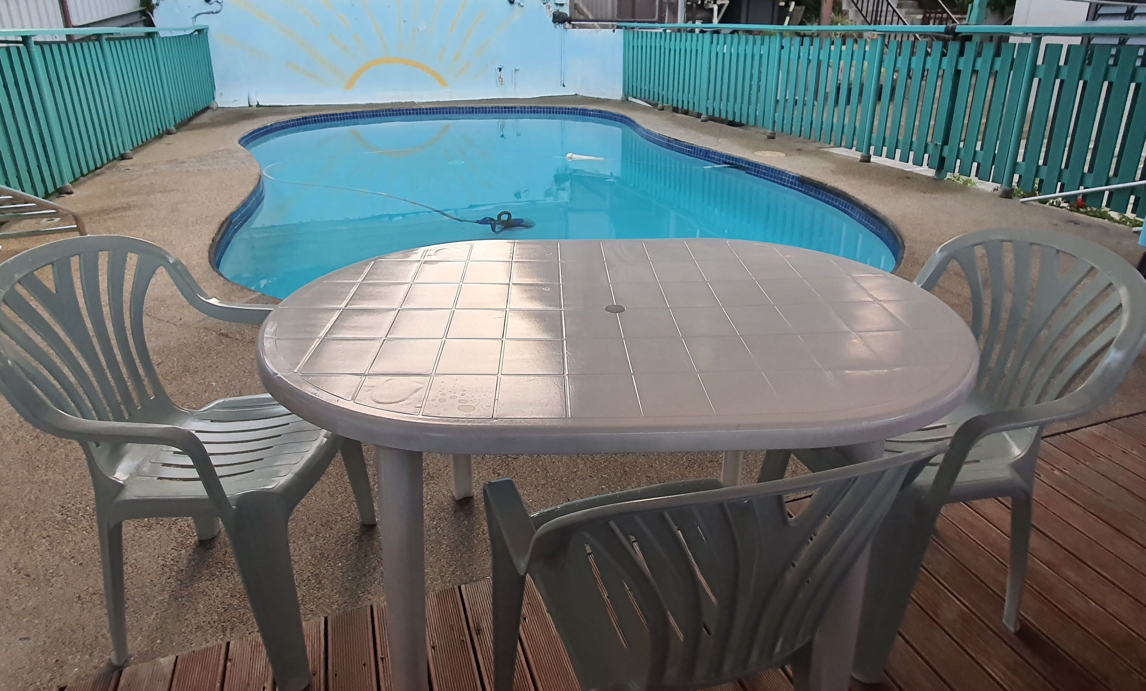 private salt water pool crystal clear water