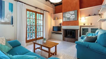 TV, fireplace