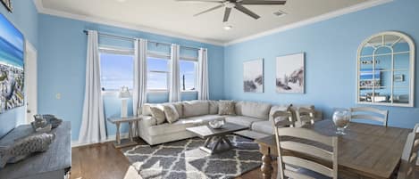 Smart TV, streaming services, music library, video library