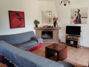 Smart TV y chimenea