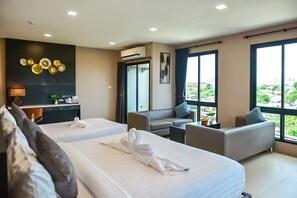 Family Room | Premium bedding, down duvets, desk, laptop workspace - NORN Rimklong Bangkok Hotel (Bangkok)