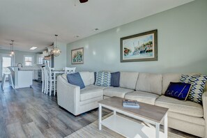 Smart TV, fireplace, DVD player - Rejuvenate! Full 4Plex Oceanfront Rental w/ Views | Pool | 4 Hot Tubs | Elevator (North Topsail Beach)