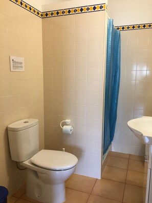 Secadora de cabello, toallas, papel de baño 