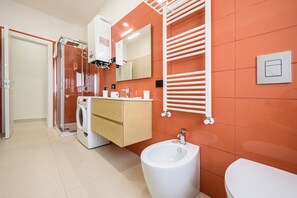 Ducha, secador de pelo, bidé y toallas
