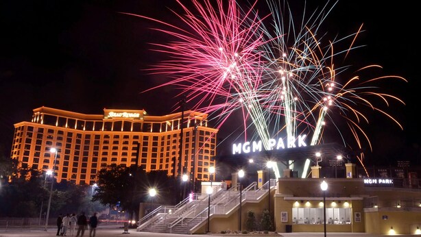A hotel with a large sign reading "MGM PARX" and a staircase leading to the entrance. - Oak Shores 155 | First Floor Unit, Just a Short Walk to the Beach! (Biloxi)