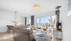 Una televisión, una chimenea, una videoteca, un reproductor estéreo