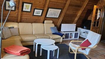 Fernseher, Kamin, Tischtennisplatte