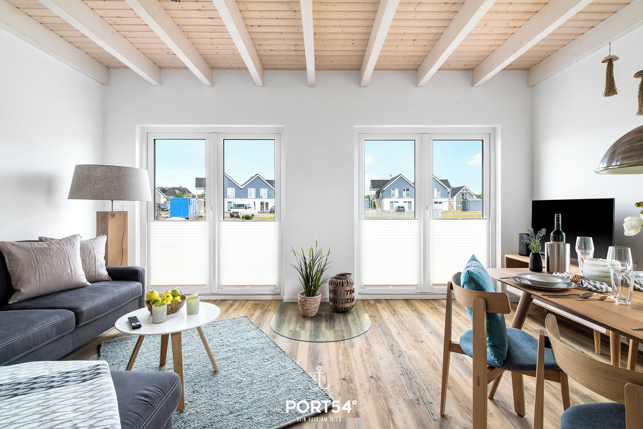 TV, fireplace, video library