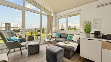 Fernseher, Kamin, DVD-Player, Bücher