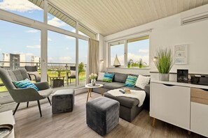 Televisio, takka, DVD-soitin, kirjoja