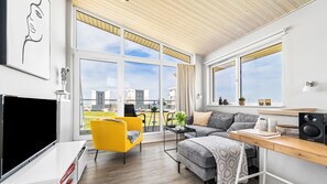 Télévision, cheminée, lecteur de DVD, chaîne hi-fi