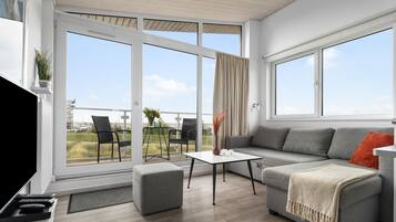 Televisión, chimenea, reproductor de DVD, estéreo