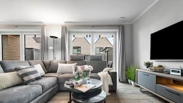 TV, fireplace, table tennis, video library