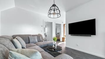 Fernseher, Kamin, Videothek