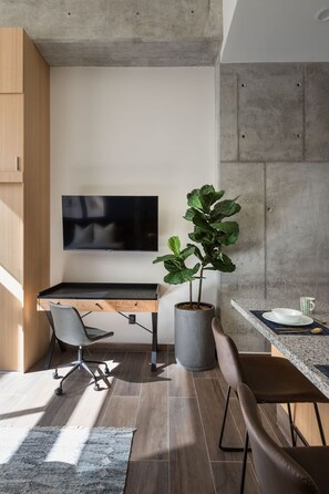 Apartamento básico | Zona de estar | Smart TV de 55 pulgadas con canales digitales