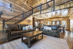 Smart TV, fireplace, foosball, table tennis