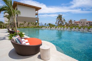 5 outdoor pools, pool umbrellas
