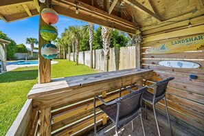Terrace/patio - RENOVATED BEACH HOUSE WITH PRIVATE POOL.  CLOSE TO THE BEACH! GAME ROOM! (Panama City Beach)