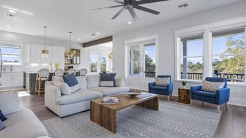 Smart TV, caminetto, tavolo da ping pong