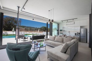 Smart TV, foosball, music library, video library