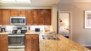 Fridge, microwave, dishwasher, coffee/tea maker