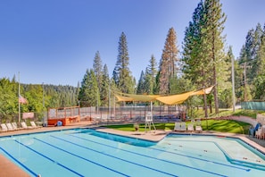 Pool - Cozy Blue Lake Springs cabin w/ big trees, decks, game room, and private W/D (Arnold)