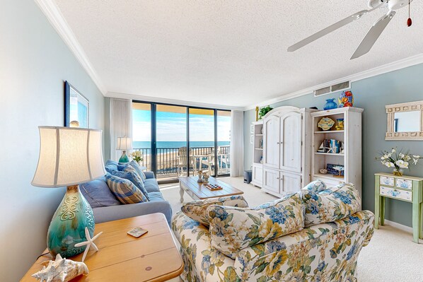 TV, books, video library, stereo