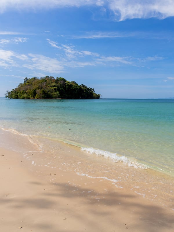 On the beach, white sand