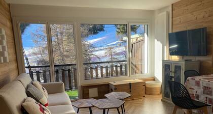 Spacious renovated studio near slopes with balcony, WiFi included, for 4 people in Pra Loup