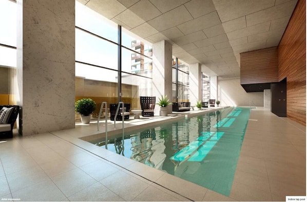 Indoor pool, open 6:00 AM to 11:30 PM, pool loungers - Luxury 2B2B Marvelous View Central Location (Melbourne)
