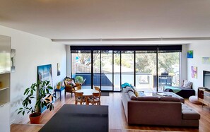 Smart TV, DVD player, books, video library