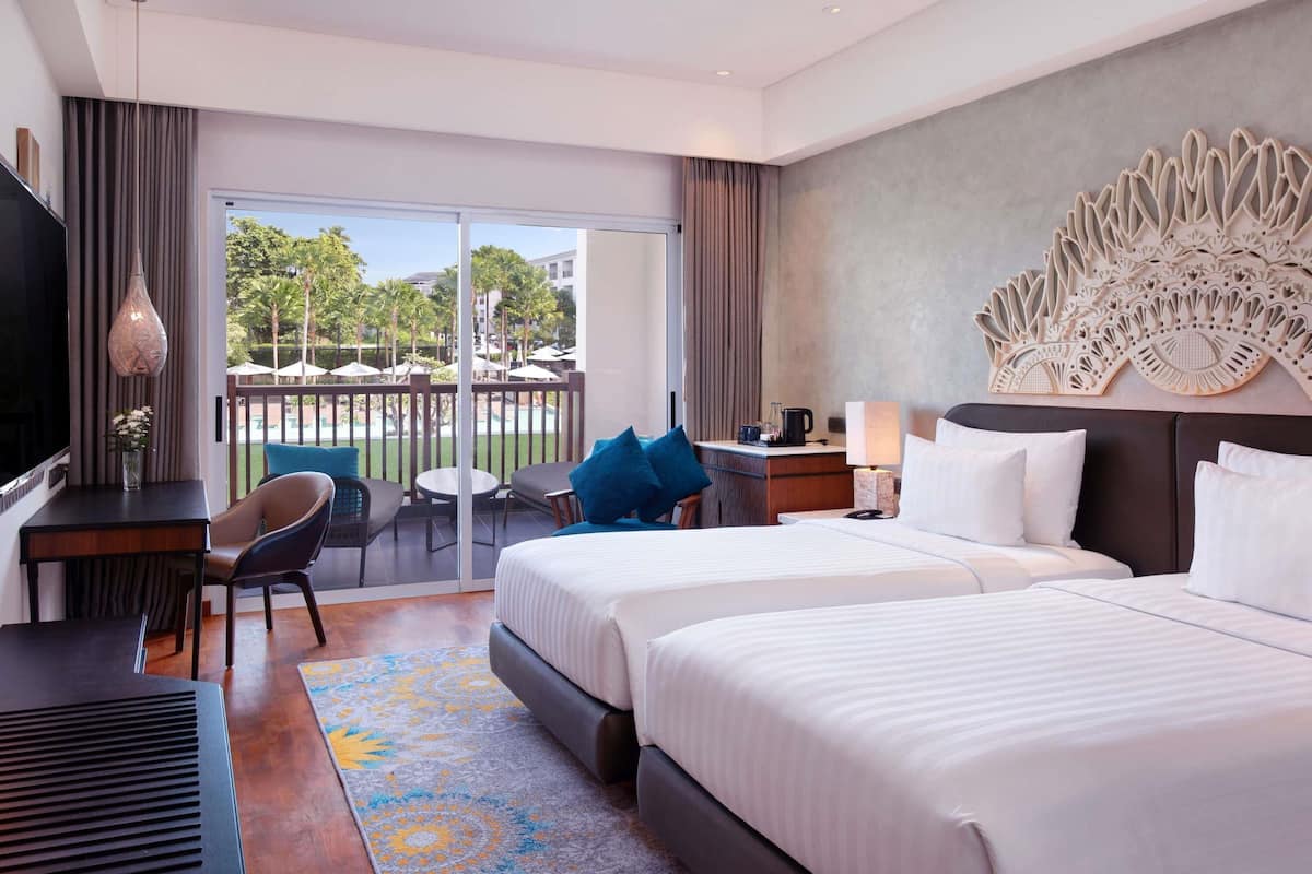 Deluxe Twin Room, 2 Single Beds, Pool View | In-room safe, desk, laptop workspace, iron/ironing board