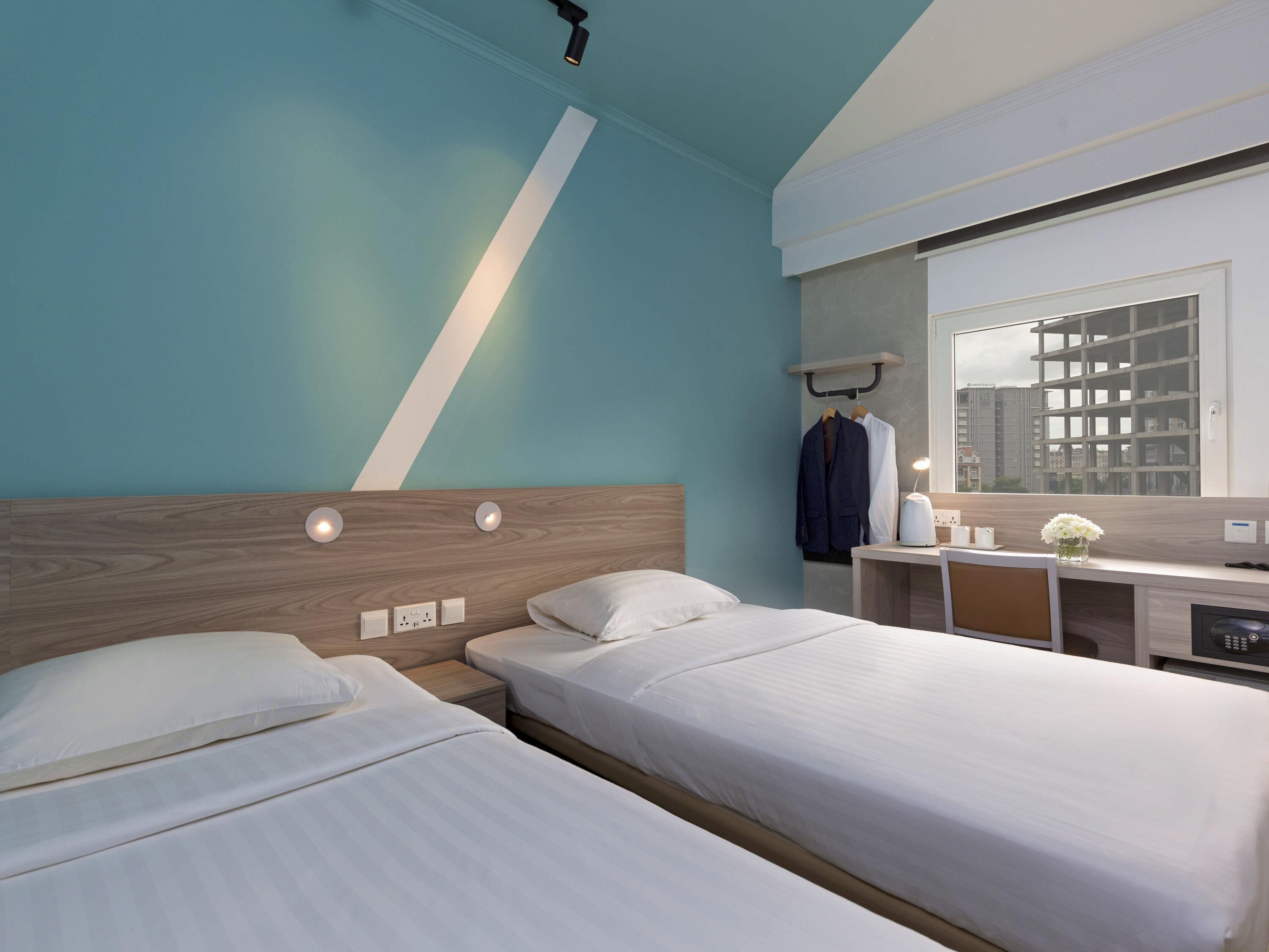 Standard Room, 2 Twin Beds | In-room safe, desk, laptop workspace, blackout drapes