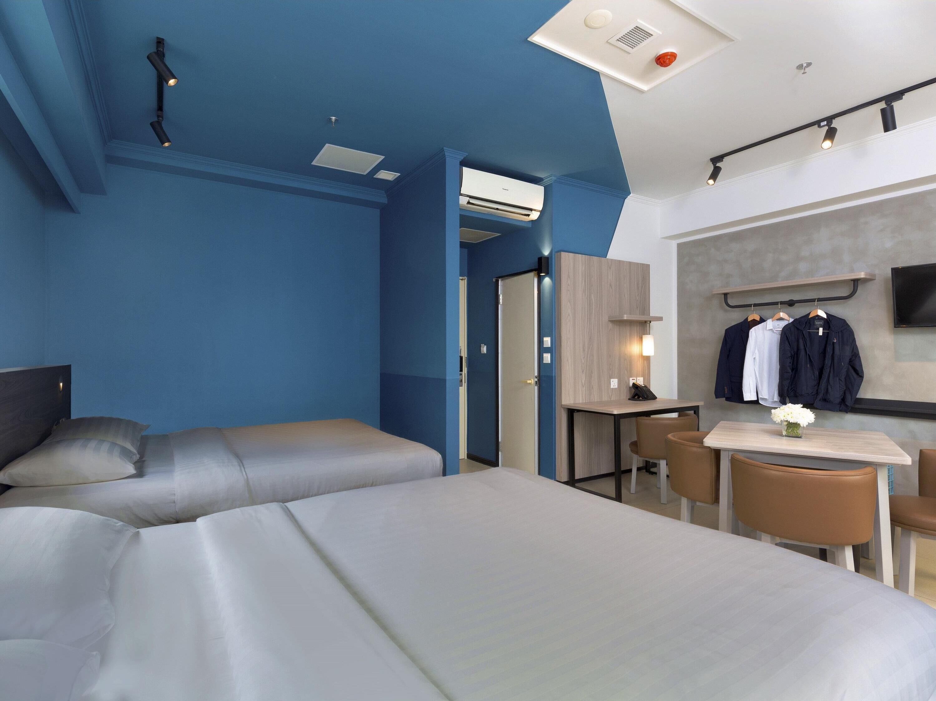 Family Double Room, 2 Double Beds | In-room safe, desk, laptop workspace, blackout drapes