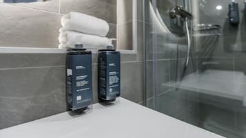 Standard Apartment, 2 Single Beds | Bathroom | Shower, rainfall showerhead, eco-friendly toiletries, hair dryer