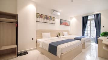 Kamer, 1 twee- of 2 eenpersoonsbedden | Een bureau, gratis wifi, beddengoed