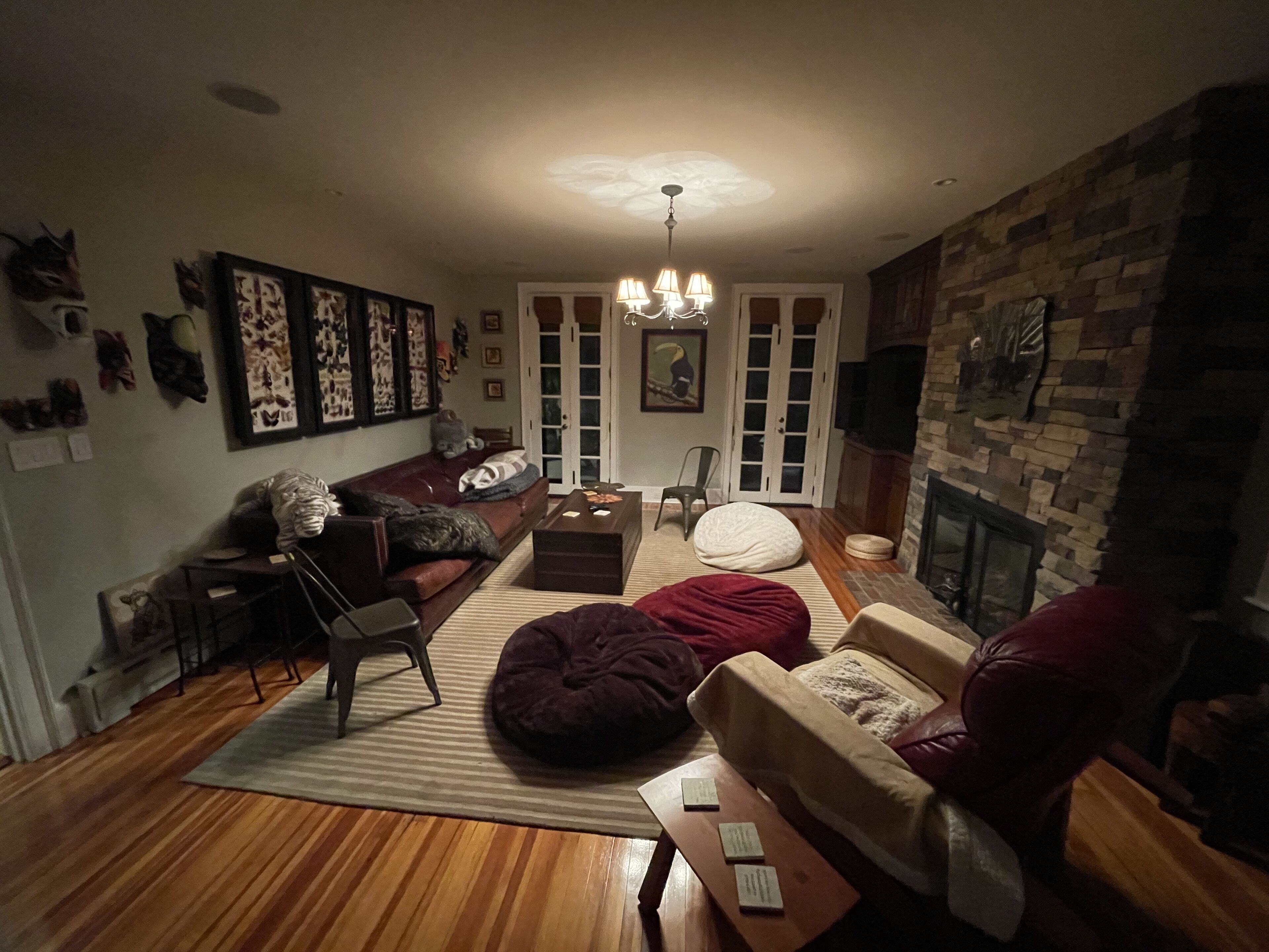 智能电视、壁炉、书、影片库