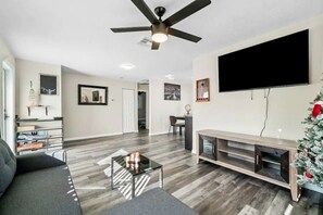 Smart TV, fireplace, video games