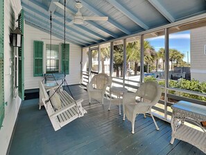 Terrace/patio - Historic cottage w. private pool, multiple living areas + steps to the beach. (Tybee Island)
