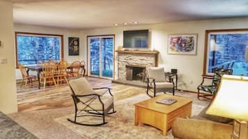 Smart TV, fireplace, video games, table football