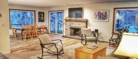 Smart TV, fireplace, video games, table football