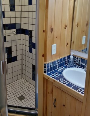 Shower, hair dryer, towels, soap -  Secluded ridge 
 top wilderness retreat with fast wifi and all the comforts  (Wytheville)
