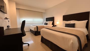 Standard Double Room, 2 Double Beds | In-room safe, desk, laptop workspace, blackout drapes