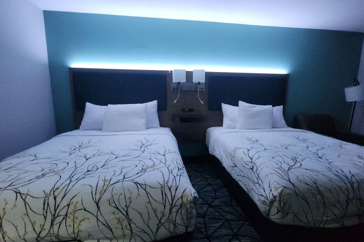 room, 2 queen beds, non smoking | desk, blackout curtains, iron/ironing board, free wifi