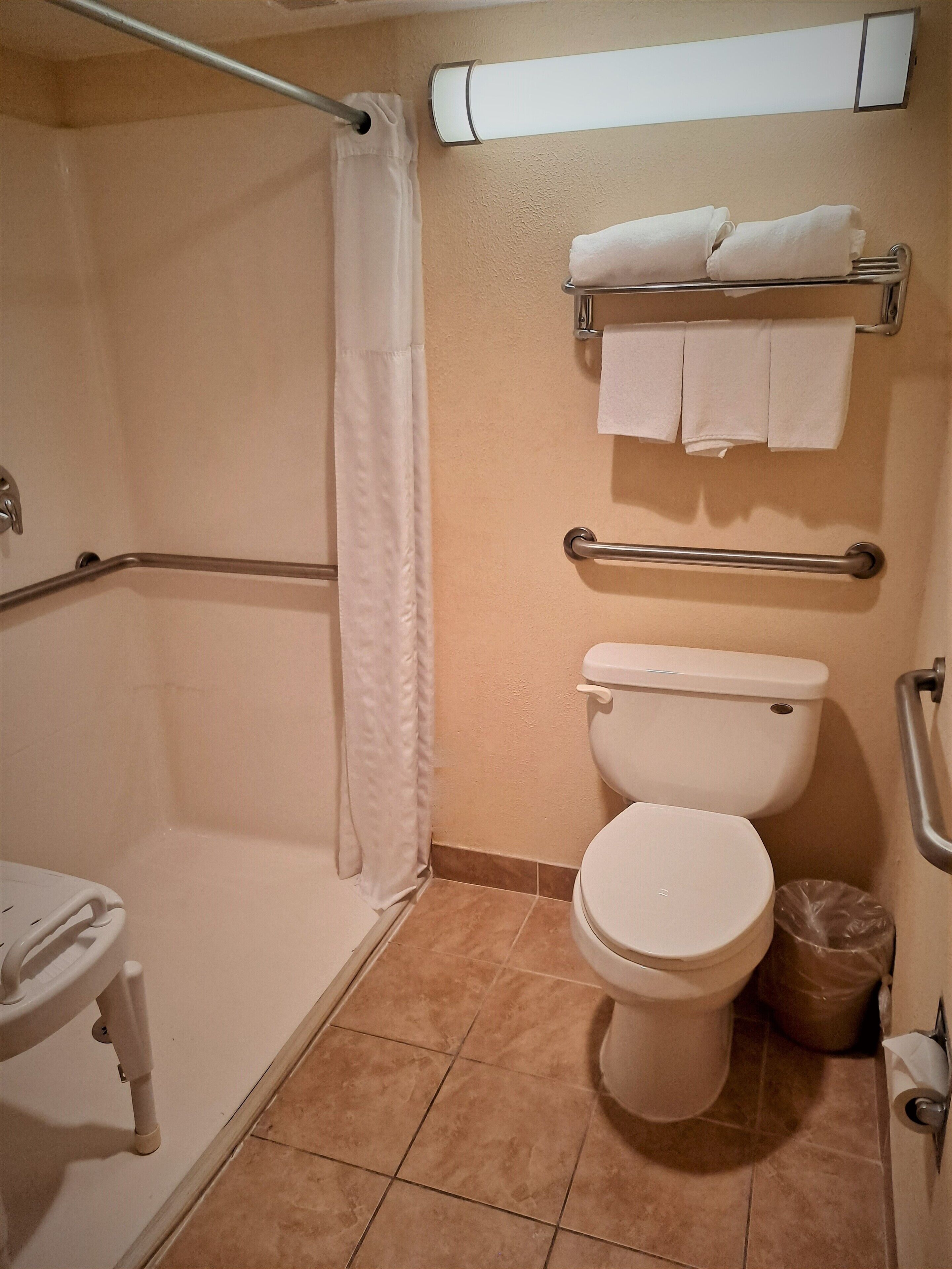 Combined shower/tub, hair dryer (on request), towels, soap