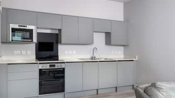 Fridge, dishwasher, electric kettle, toaster