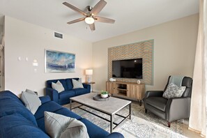 Condo, 2 Bedrooms | Living area | Smart TV - Serenity Haven, Bliss, Storey Lake By Shine Villas 2 Bedroom Condo (Kissimmee)