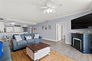 Condo, Multiple Beds, Balcony, Ocean View | Living area | 40-inch TV with cable channels