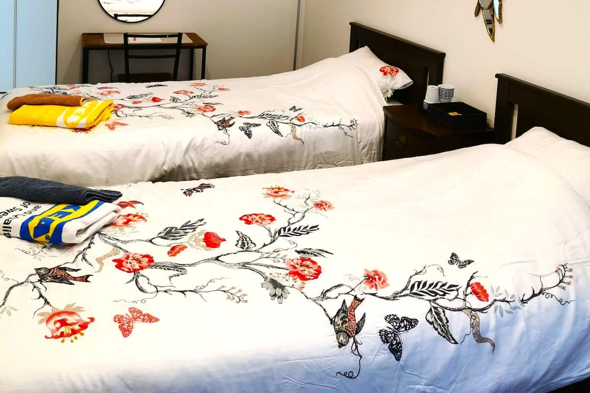 Camera Basic con 2 letti singoli, 2 camere da letto | Con stile personalizzato, con arredamento individuale, una scrivania